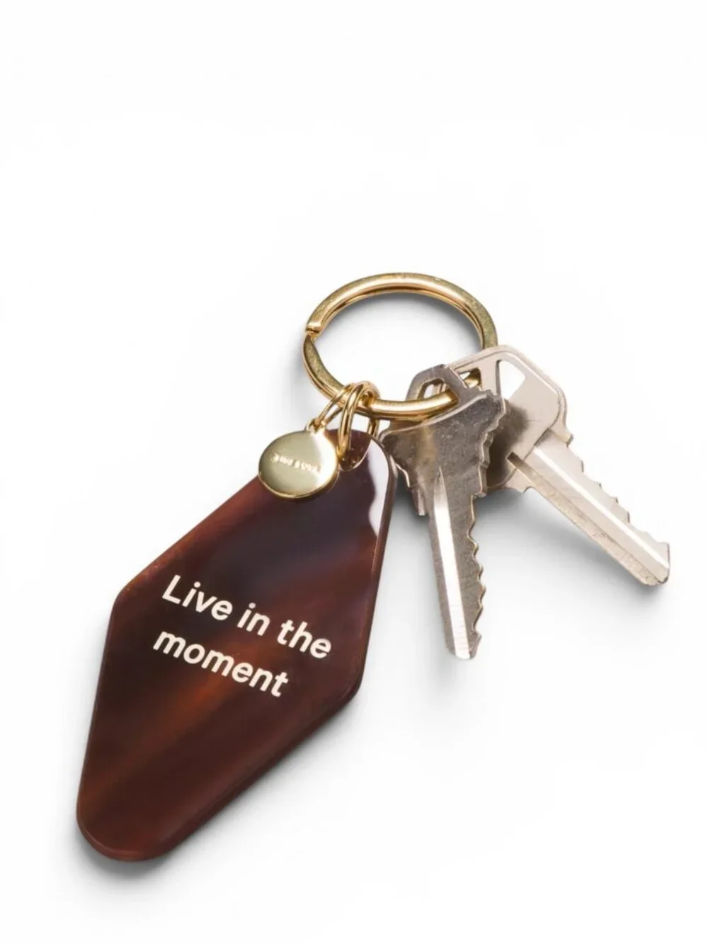 Lululemon Retro Hotel Diamond Keychain Ring Brown Gold NWT